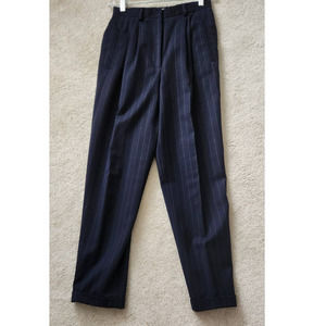 Vintage Ann Taylor LOFT 100% Wool Dark Navy Blue Fully Lined Pants Size 4 Petite